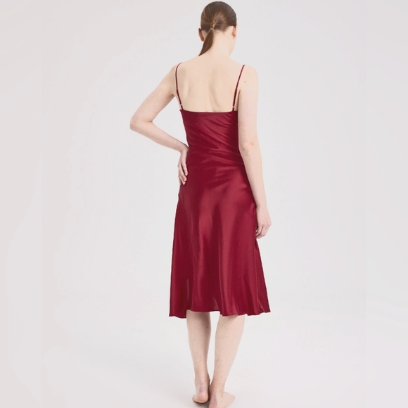 NWT Ruby Side-Split Silk Dress (Rosy Red) - NAP - Picture 3 of 12